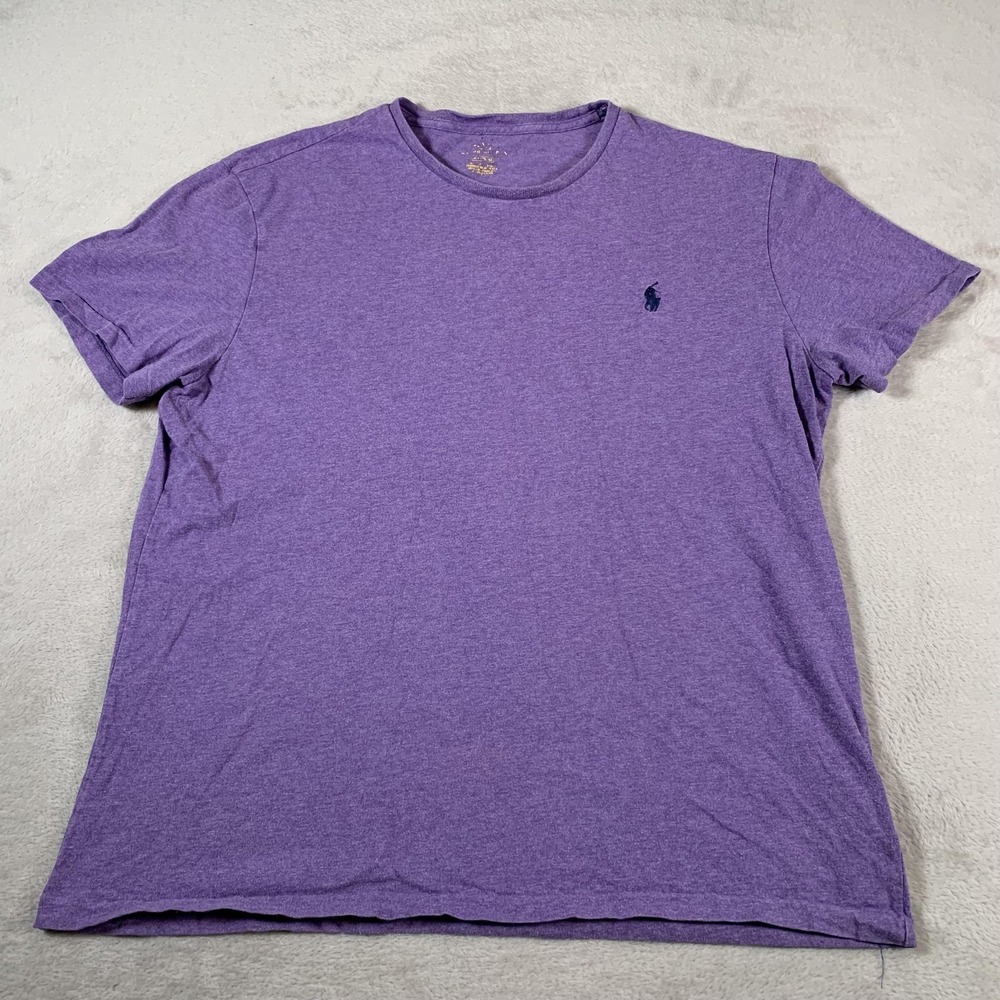 Ralph Lauren Polo Shirt Mens Medium Purple Crewneck Pony Logo Casual 100% Cotton